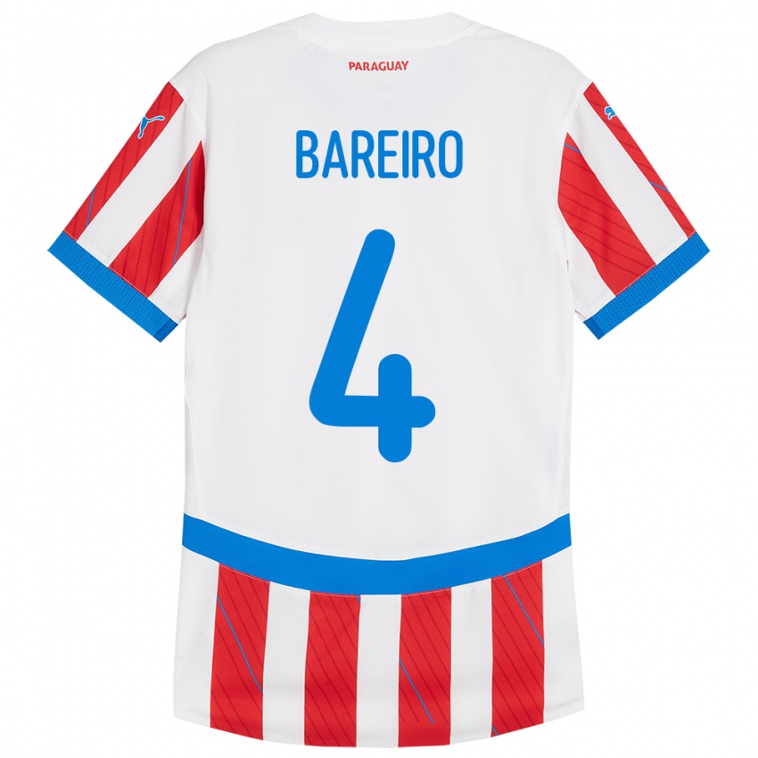 Kinder Paraguay Daysy Bareiro #4 Weiß Rot Heimtrikot Trikot 24-26 T-Shirt