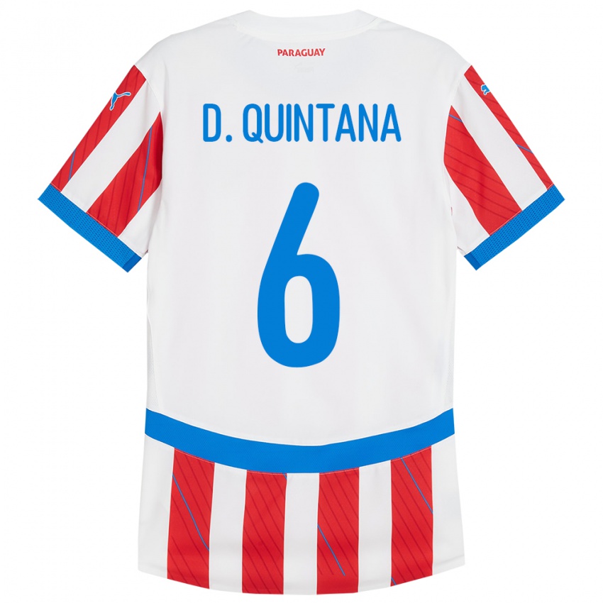 Kinder Paraguay Dulce Quintana #6 Weiß Rot Heimtrikot Trikot 24-26 T-Shirt