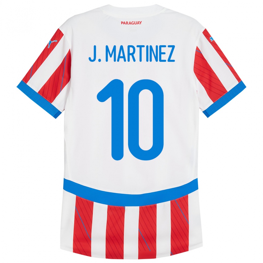 Kinder Paraguay Jessica Martínez #10 Weiß Rot Heimtrikot Trikot 24-26 T-Shirt