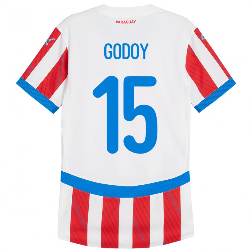 Kinder Paraguay Fanny Godoy #15 Weiß Rot Heimtrikot Trikot 24-26 T-Shirt