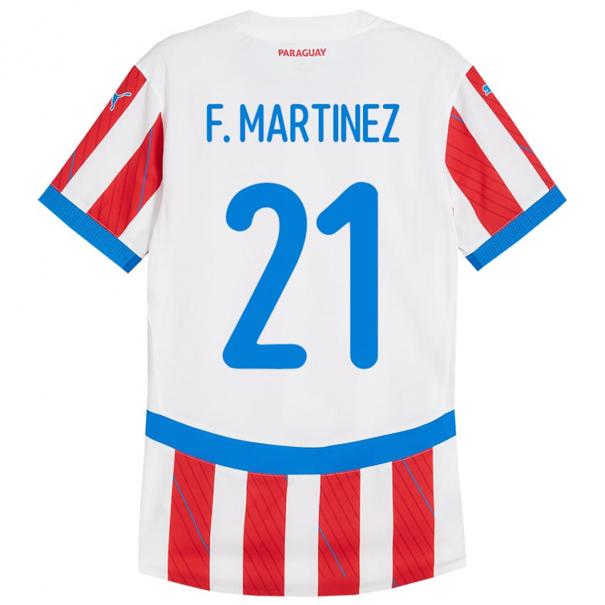 Kinder Paraguay Fiorela Martínez #21 Weiß Rot Heimtrikot Trikot 24-26 T-Shirt