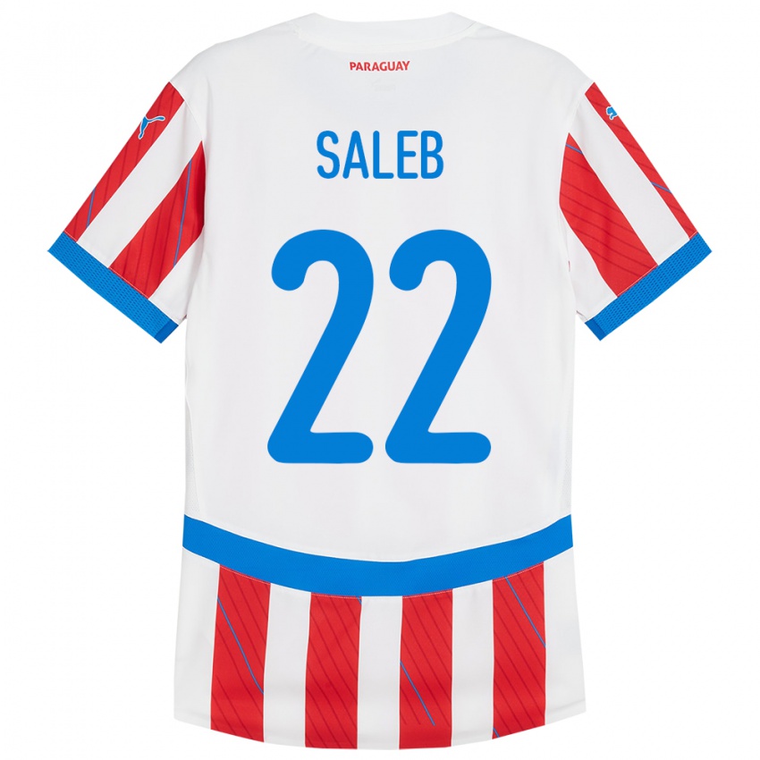 Kinder Paraguay Gloria Saleb #22 Weiß Rot Heimtrikot Trikot 24-26 T-Shirt