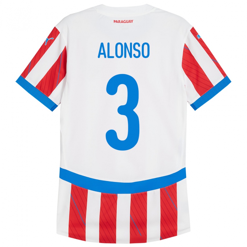 Kinder Paraguay Lorena Alonso #3 Weiß Rot Heimtrikot Trikot 24-26 T-Shirt