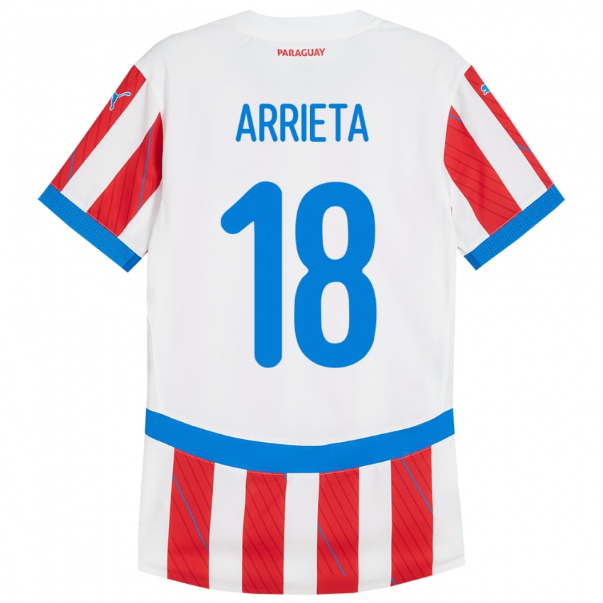 Kinder Paraguay Camila Arrieta #18 Weiß Rot Heimtrikot Trikot 24-26 T-Shirt