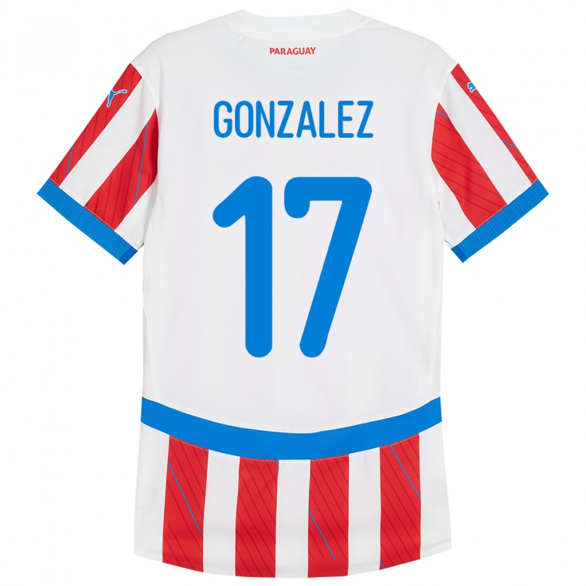 Kinder Paraguay Lourdes González #17 Weiß Rot Heimtrikot Trikot 24-26 T-Shirt