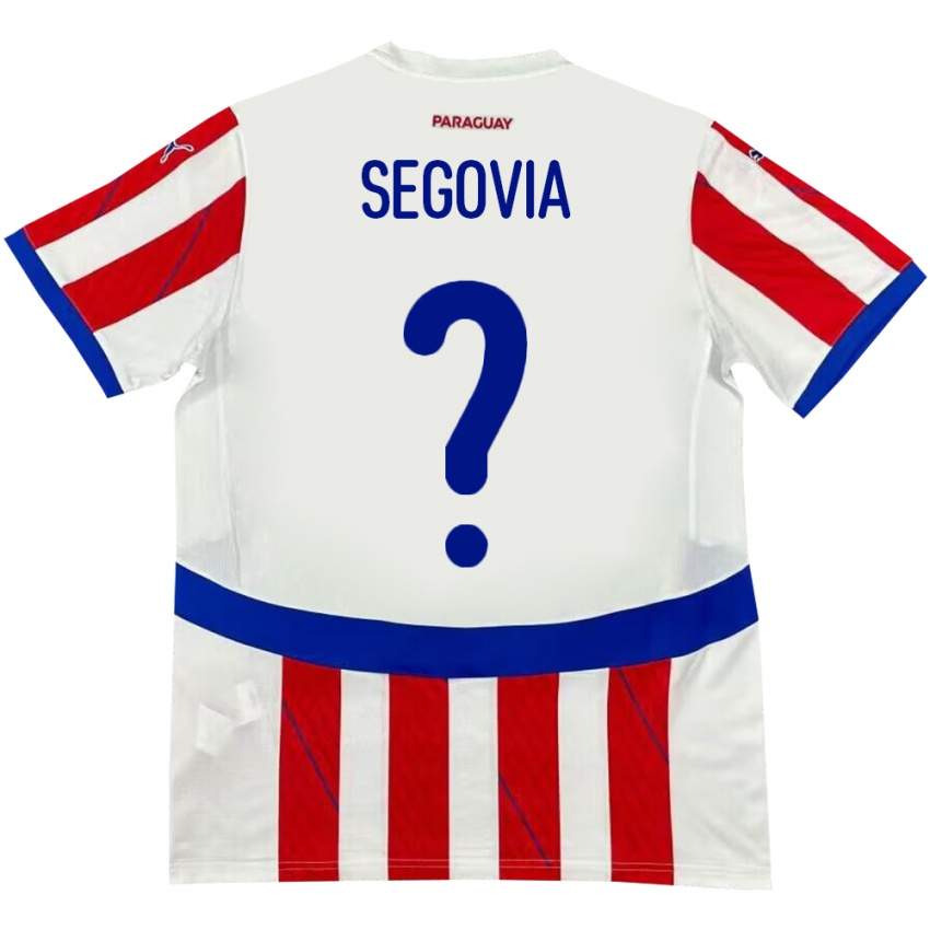 Kinder Paraguay María Segovia #0 Weiß Rot Heimtrikot Trikot 24-26 T-Shirt