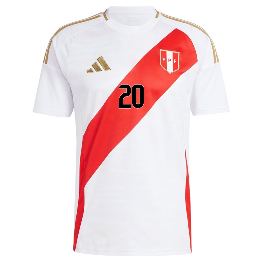 Kinder Peru Juan Pablo Goicochea #20 Weiß Heimtrikot Trikot 24-26 T-Shirt