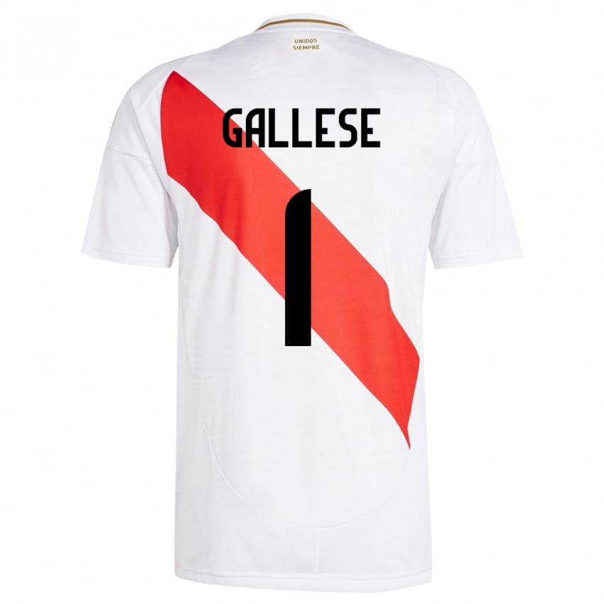 Kinder Peru Pedro Gallese #1 Weiß Heimtrikot Trikot 24-26 T-Shirt