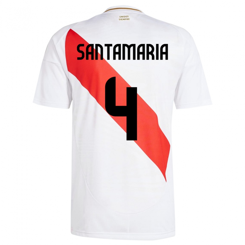 Kinder Peru Anderson Santamaría #4 Weiß Heimtrikot Trikot 24-26 T-Shirt