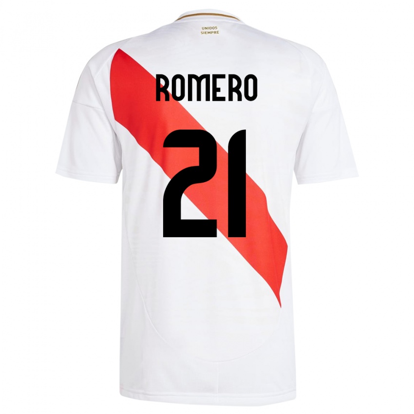 Kinder Peru Diego Romero #21 Weiß Heimtrikot Trikot 24-26 T-Shirt