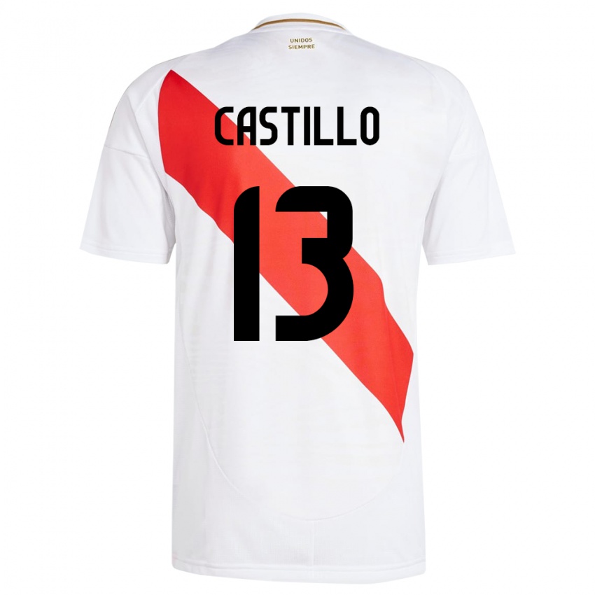 Kinder Peru Jesús Castillo #13 Weiß Heimtrikot Trikot 24-26 T-Shirt