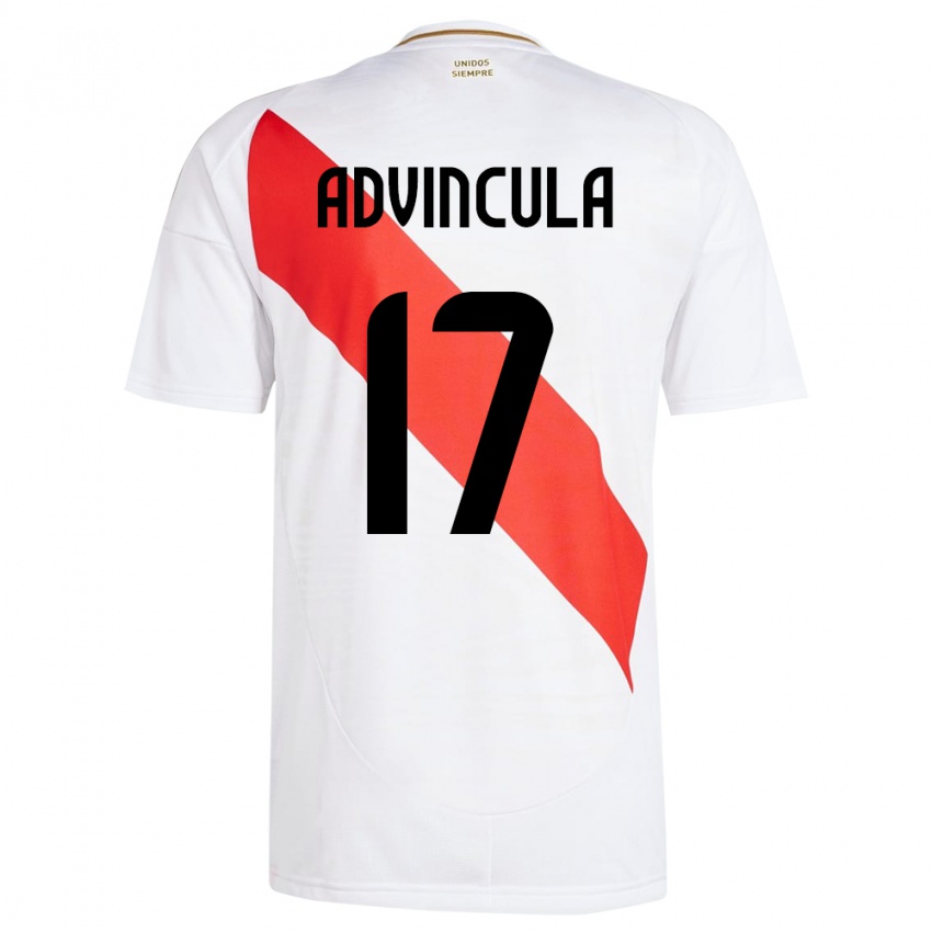 Kinder Peru Luis Advíncula #17 Weiß Heimtrikot Trikot 24-26 T-Shirt