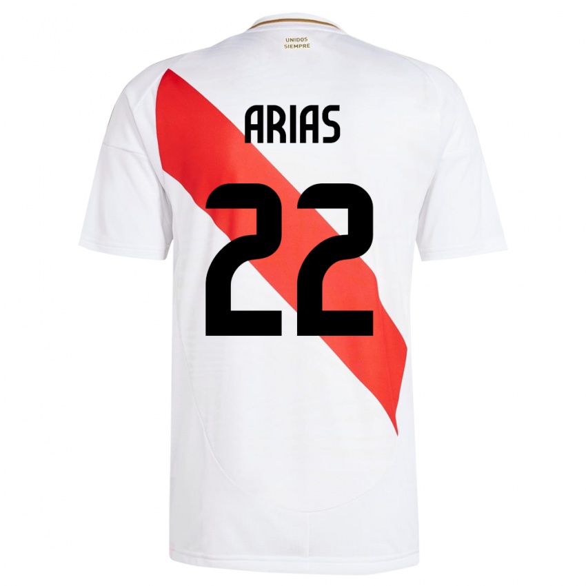 Kinder Peru Brian Arias #22 Weiß Heimtrikot Trikot 24-26 T-Shirt