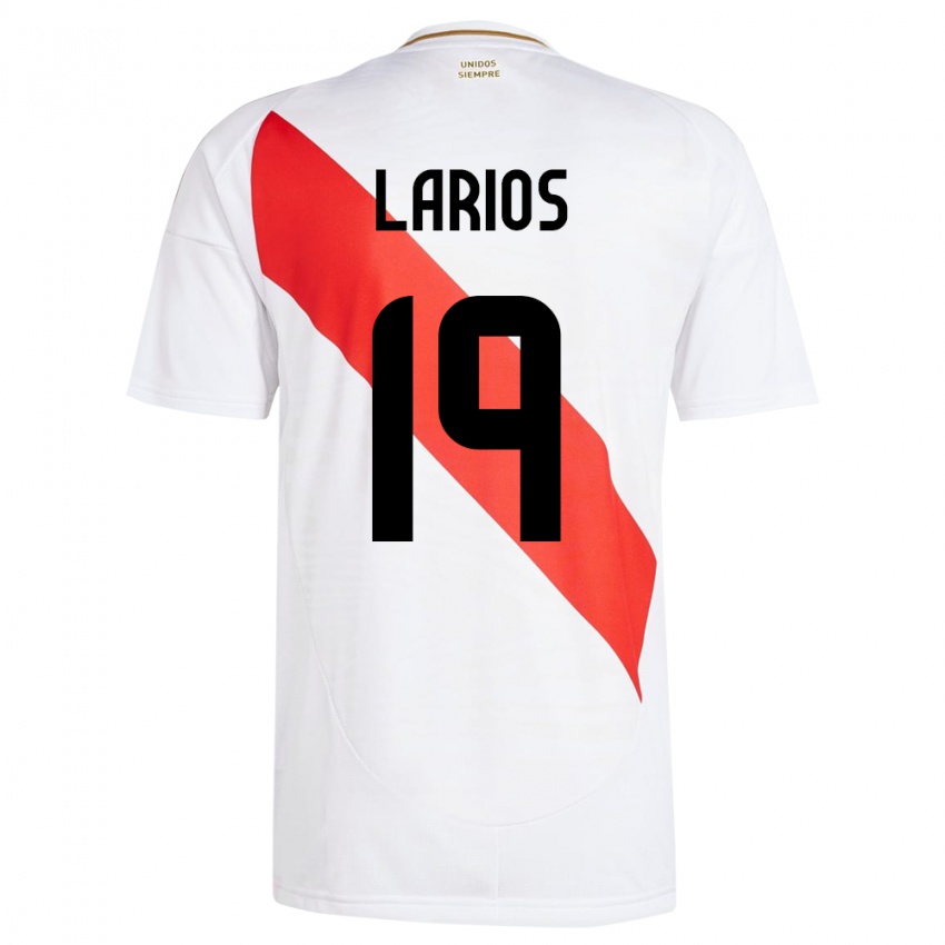 Kinder Peru Guillermo Larios #19 Weiß Heimtrikot Trikot 24-26 T-Shirt