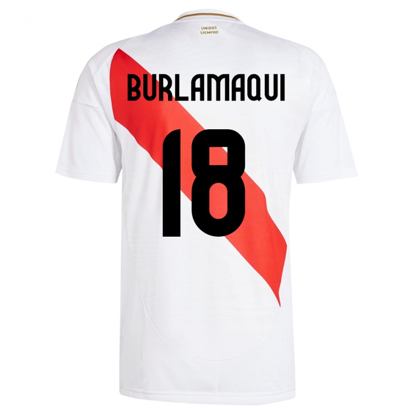 Kinder Peru Alessandro Burlamaqui #18 Weiß Heimtrikot Trikot 24-26 T-Shirt