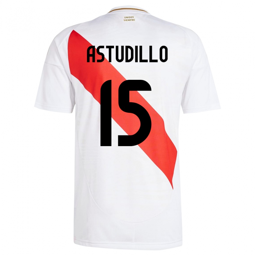 Kinder Peru Julinho Astudillo #15 Weiß Heimtrikot Trikot 24-26 T-Shirt