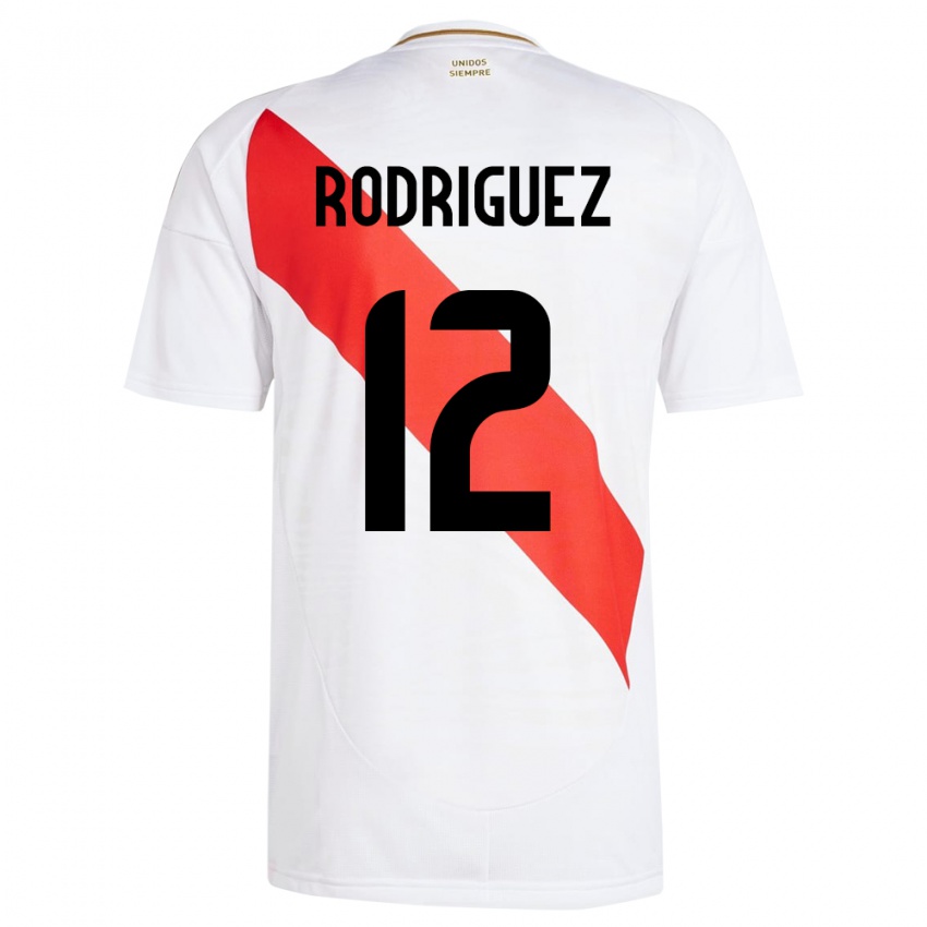 Kinder Peru Jhefferson Rodríguez #12 Weiß Heimtrikot Trikot 24-26 T-Shirt