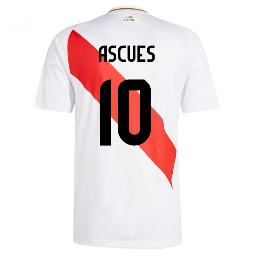 Kinder Peru Adrián Ascues #10 Weiß Heimtrikot Trikot 24-26 T-Shirt