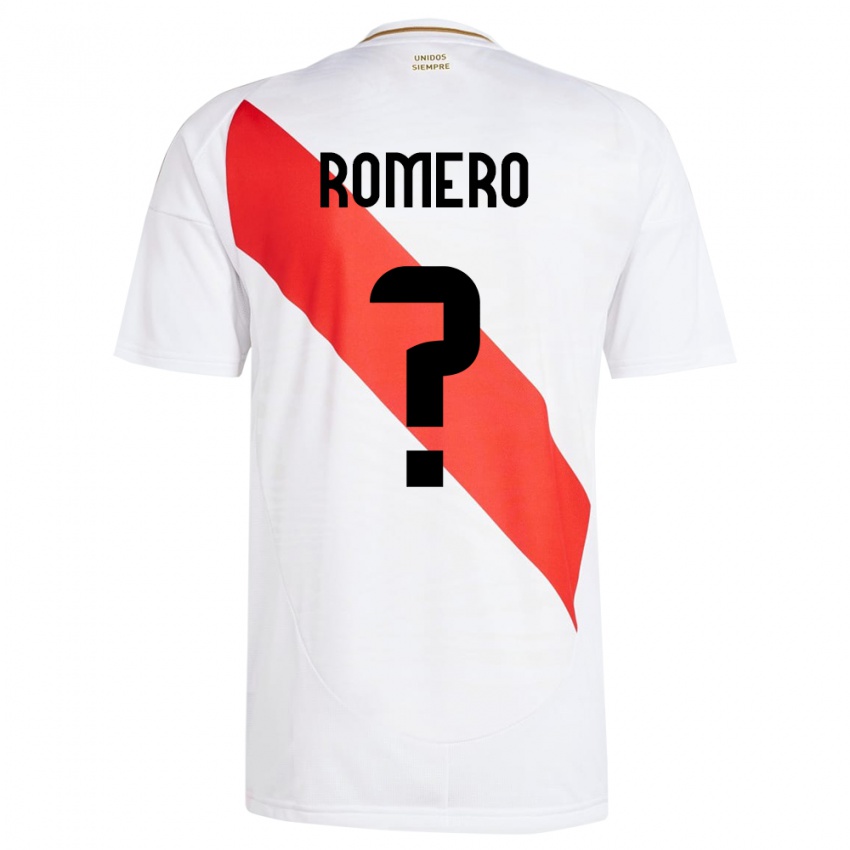 Kinder Peru José Romero #0 Weiß Heimtrikot Trikot 24-26 T-Shirt