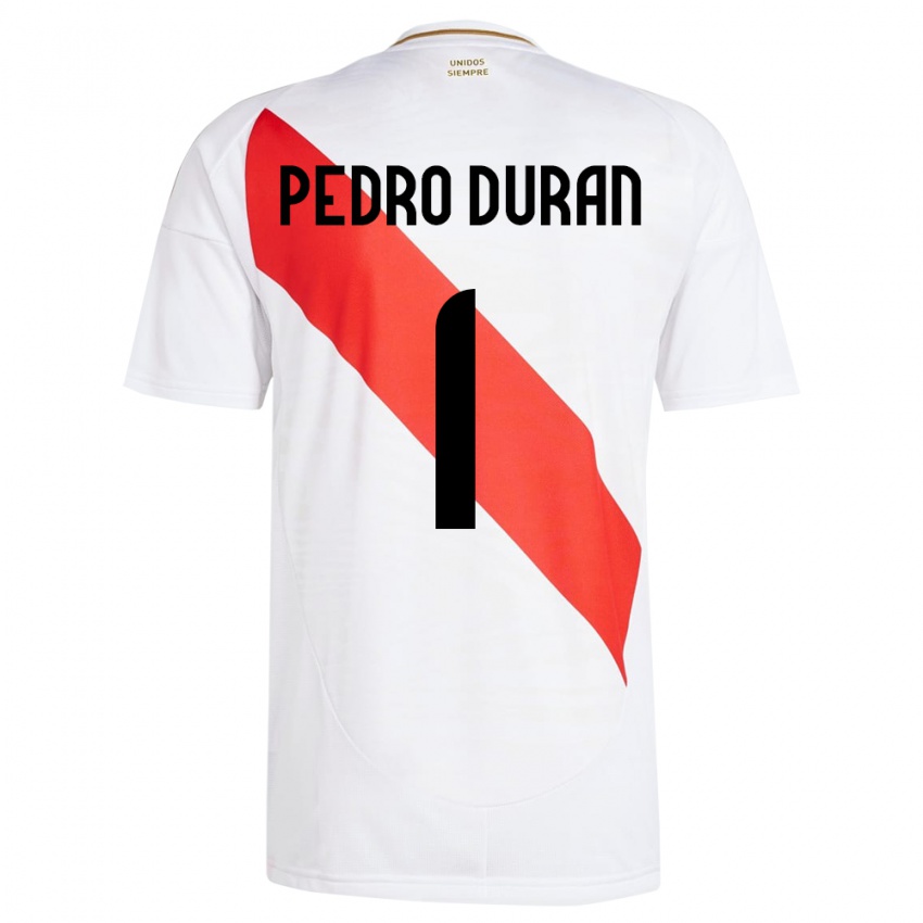 Kinder Peru Juan Pedro Durán #1 Weiß Heimtrikot Trikot 24-26 T-Shirt