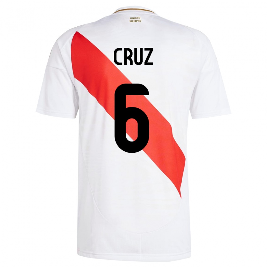 Kinder Peru Esteban Cruz #6 Weiß Heimtrikot Trikot 24-26 T-Shirt