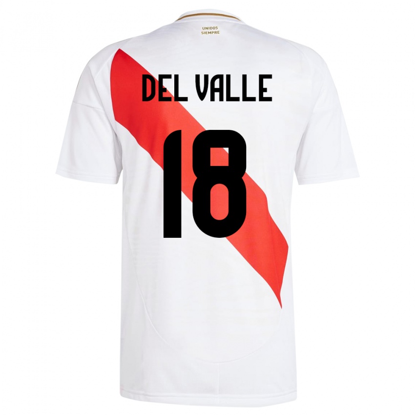 Kinder Peru Yamir Del Valle #18 Weiß Heimtrikot Trikot 24-26 T-Shirt