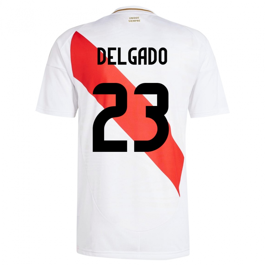 Kinder Peru Valentino Delgado #23 Weiß Heimtrikot Trikot 24-26 T-Shirt