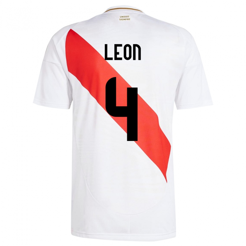 Kinder Peru Mía León #4 Weiß Heimtrikot Trikot 24-26 T-Shirt