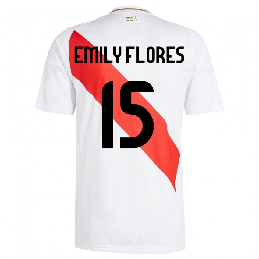 Kinder Peru Emily Flores #15 Weiß Heimtrikot Trikot 24-26 T-Shirt