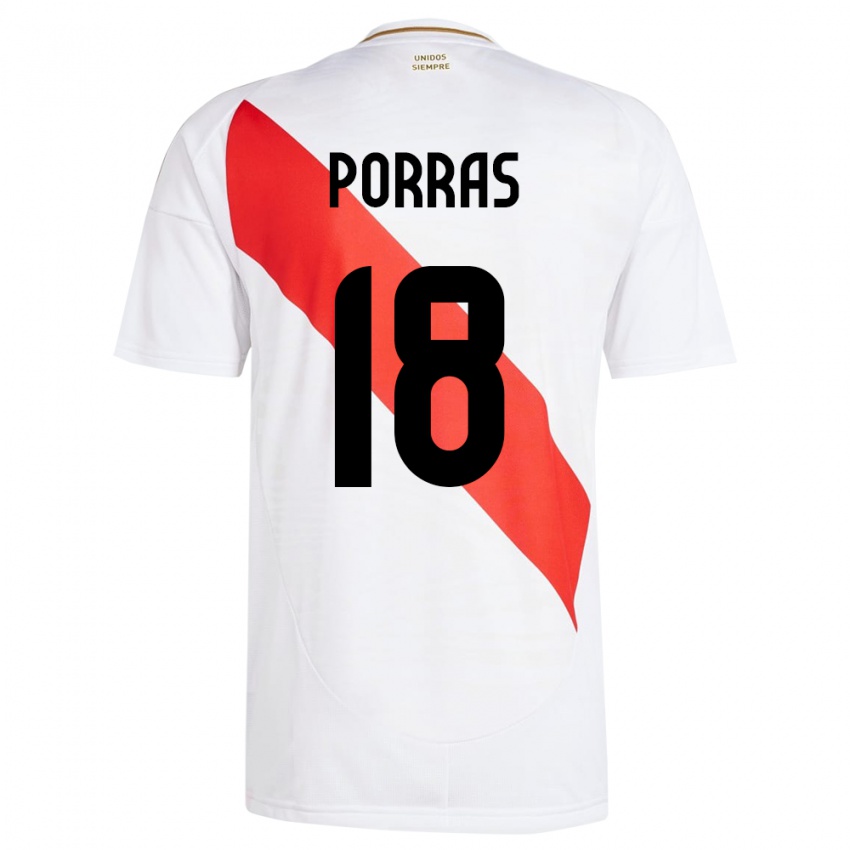 Kinder Peru Sashenka Porras #18 Weiß Heimtrikot Trikot 24-26 T-Shirt