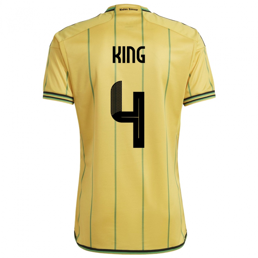 Kinder Jamaika Richard King #4 Gelb Heimtrikot Trikot 24-26 T-Shirt