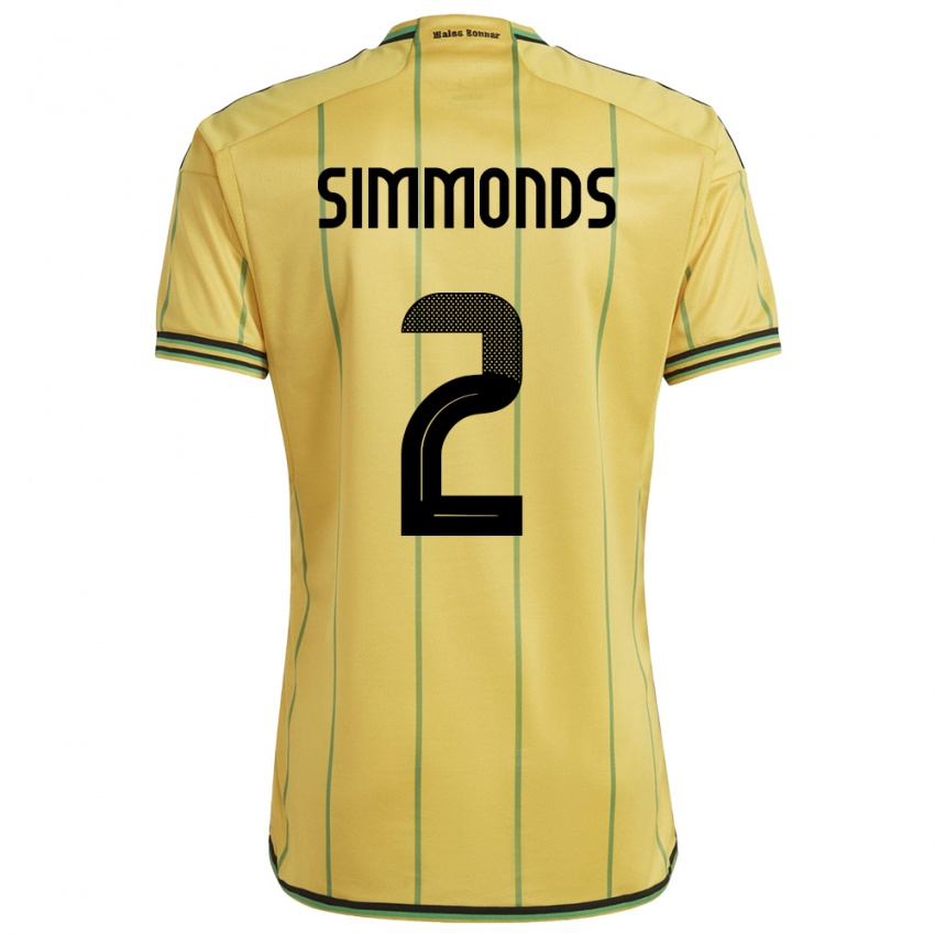 Kinder Jamaika Nicholas Simmonds #2 Gelb Heimtrikot Trikot 24-26 T-Shirt