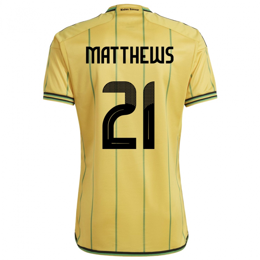 Kinder Jamaika Cheyna Matthews #21 Gelb Heimtrikot Trikot 24-26 T-Shirt