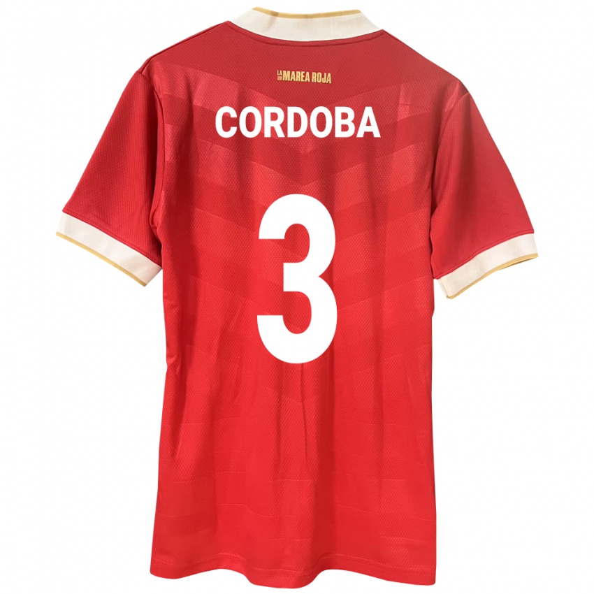 Kinder Panama José Córdoba #3 Rot Heimtrikot Trikot 24-26 T-Shirt