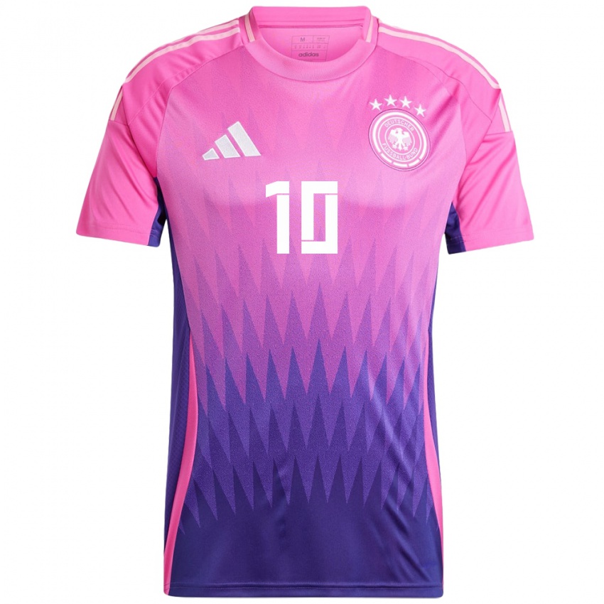 Kinder Deutschland Jamal Musiala #10 Pink Lila Auswärtstrikot Trikot 24-26 T-Shirt