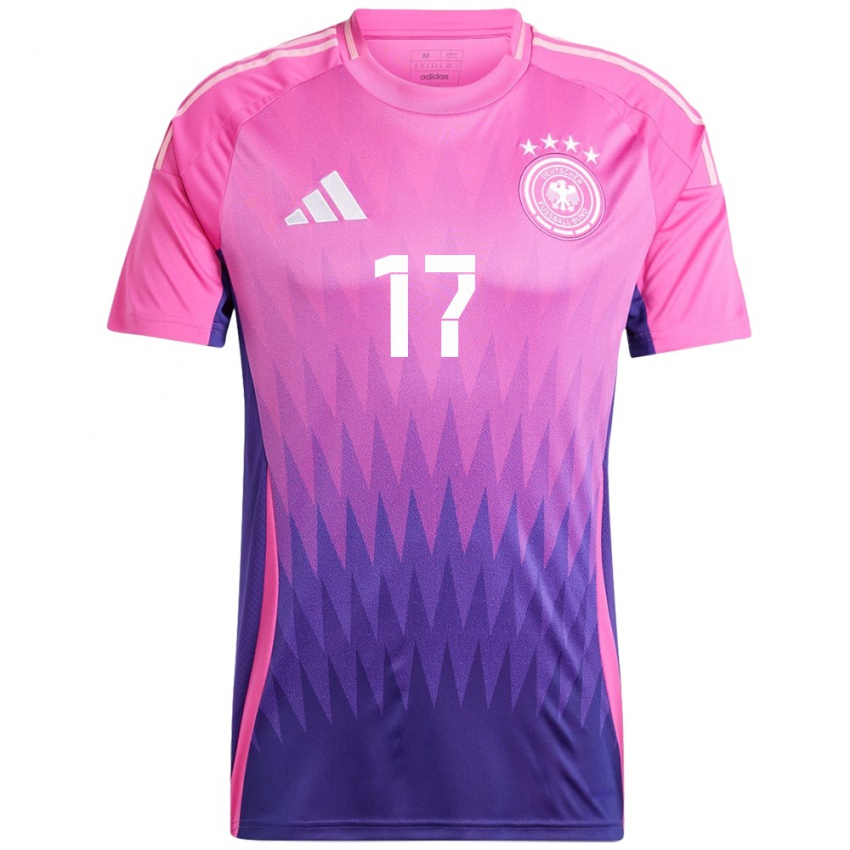 Kinder Deutschland Aaron Zehnter #17 Pink Lila Auswärtstrikot Trikot 24-26 T-Shirt