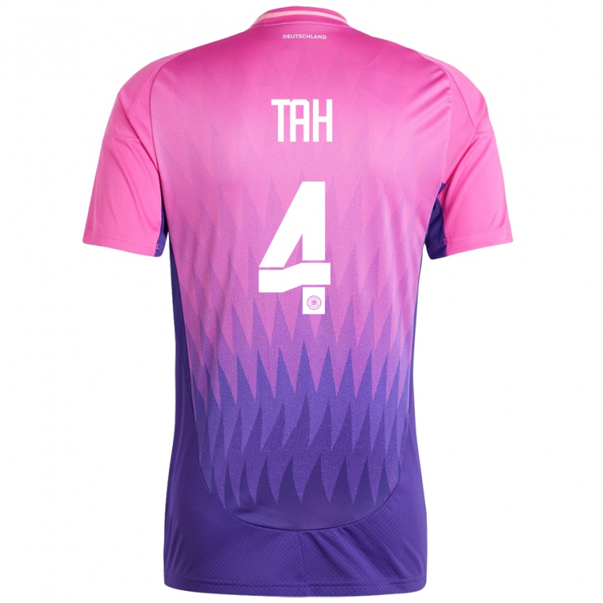 Kinder Deutschland Jonathan Tah #4 Pink Lila Auswärtstrikot Trikot 24-26 T-Shirt