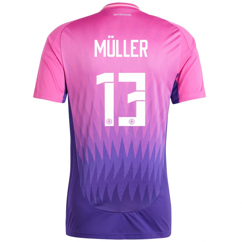 Kinder Deutschland Thomas Muller #13 Pink Lila Auswärtstrikot Trikot 24-26 T-Shirt