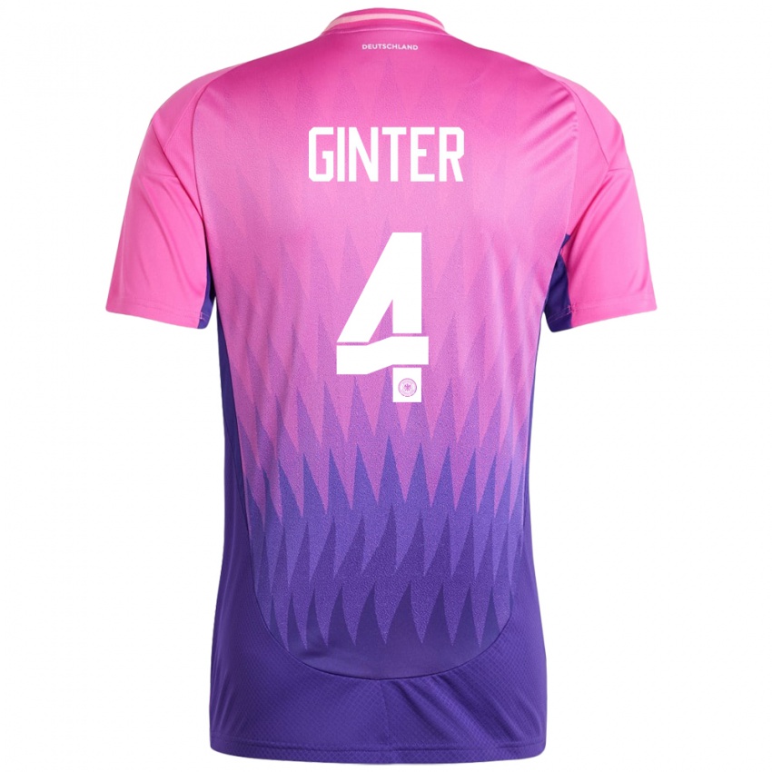 Kinder Deutschland Matthias Ginter #4 Pink Lila Auswärtstrikot Trikot 24-26 T-Shirt