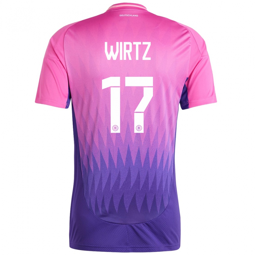 Kinder Deutschland Florian Wirtz #17 Pink Lila Auswärtstrikot Trikot 24-26 T-Shirt