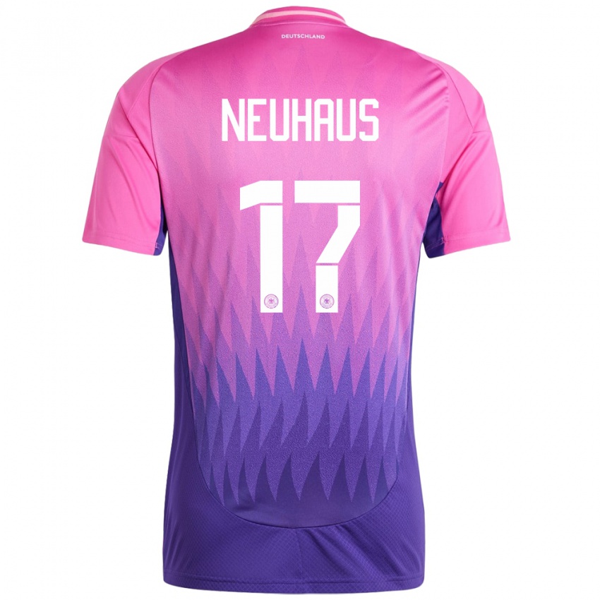 Kinder Deutschland Florian Neuhaus #17 Pink Lila Auswärtstrikot Trikot 24-26 T-Shirt