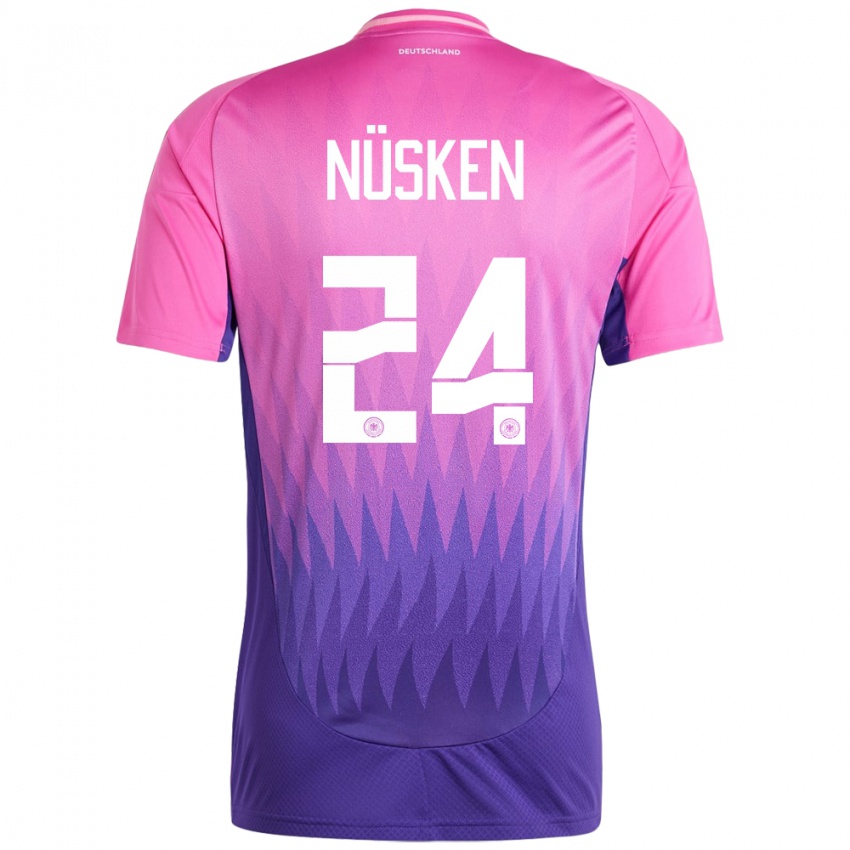 Kinder Deutschland Sjoeke Nusken #24 Pink Lila Auswärtstrikot Trikot 24-26 T-Shirt