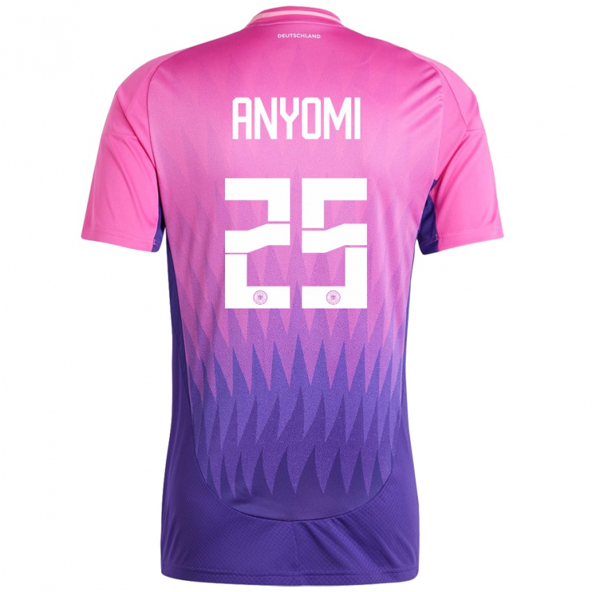 Kinder Deutschland Nicole Anyomi #25 Pink Lila Auswärtstrikot Trikot 24-26 T-Shirt