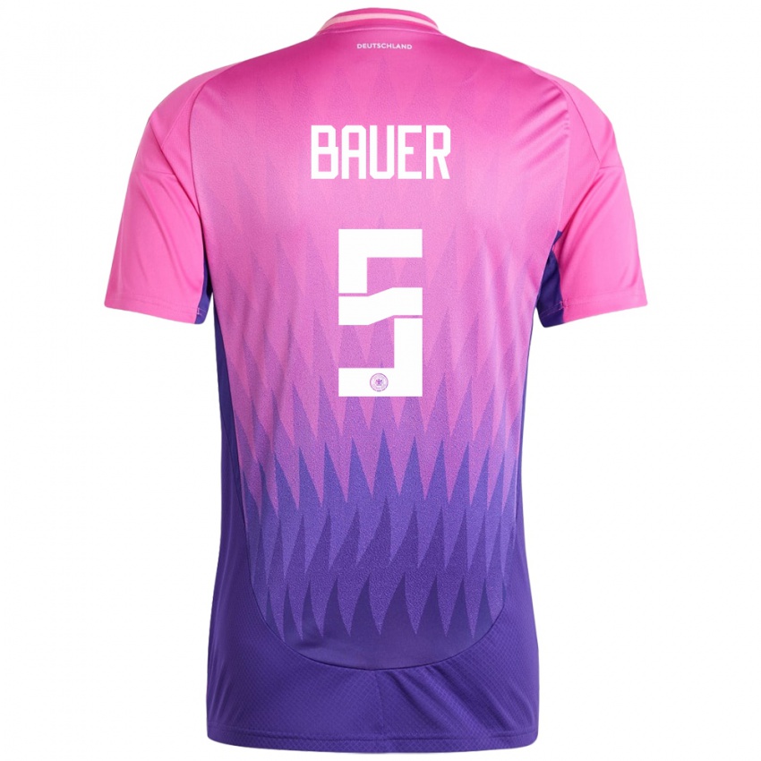 Kinder Deutschland Maximilian Bauer #5 Pink Lila Auswärtstrikot Trikot 24-26 T-Shirt