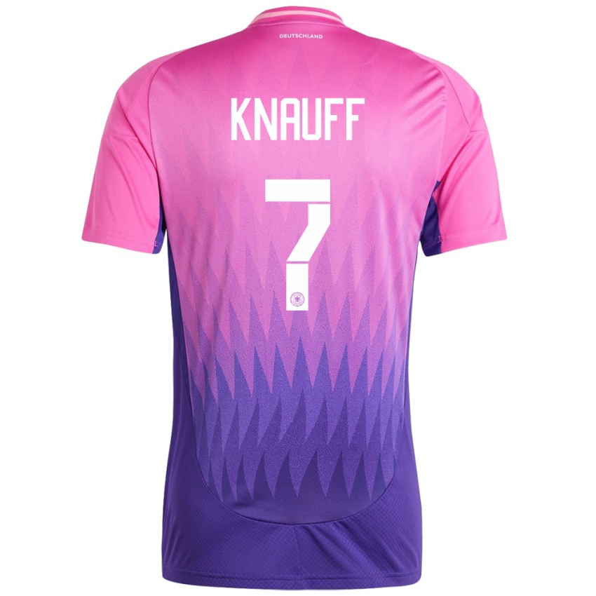 Kinder Deutschland Ansgar Knauff #7 Pink Lila Auswärtstrikot Trikot 24-26 T-Shirt