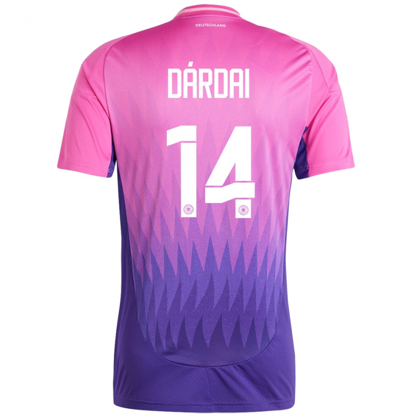 Kinder Deutschland Marton Dardai #14 Pink Lila Auswärtstrikot Trikot 24-26 T-Shirt