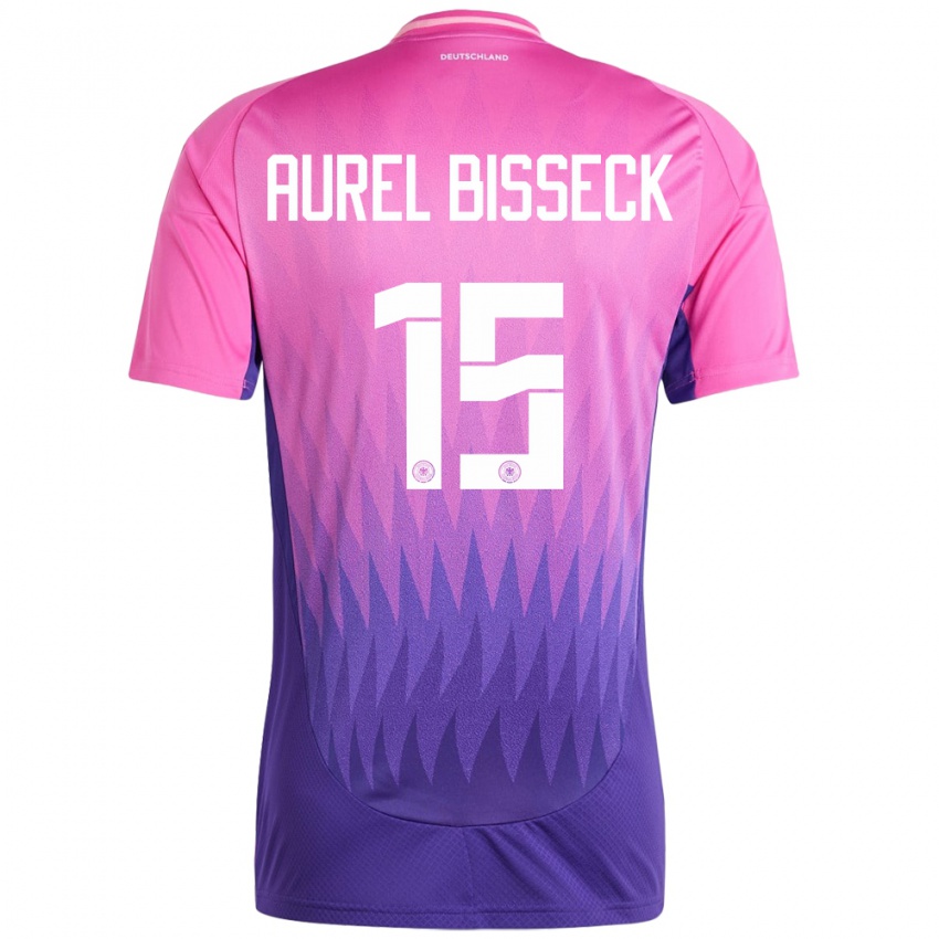 Kinder Deutschland Yann Aurel Bisseck #15 Pink Lila Auswärtstrikot Trikot 24-26 T-Shirt