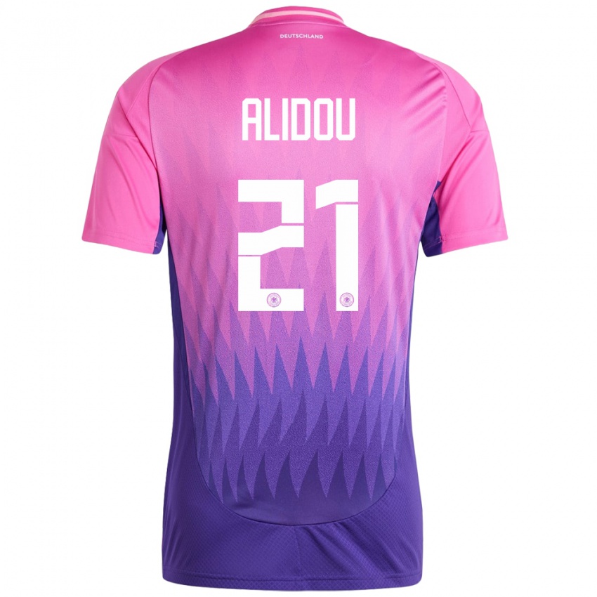 Kinder Deutschland Faride Alidou #21 Pink Lila Auswärtstrikot Trikot 24-26 T-Shirt