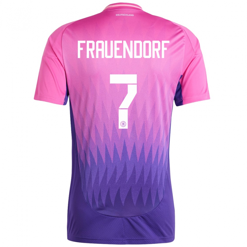 Kinder Deutschland Melkamu Frauendorf #7 Pink Lila Auswärtstrikot Trikot 24-26 T-Shirt