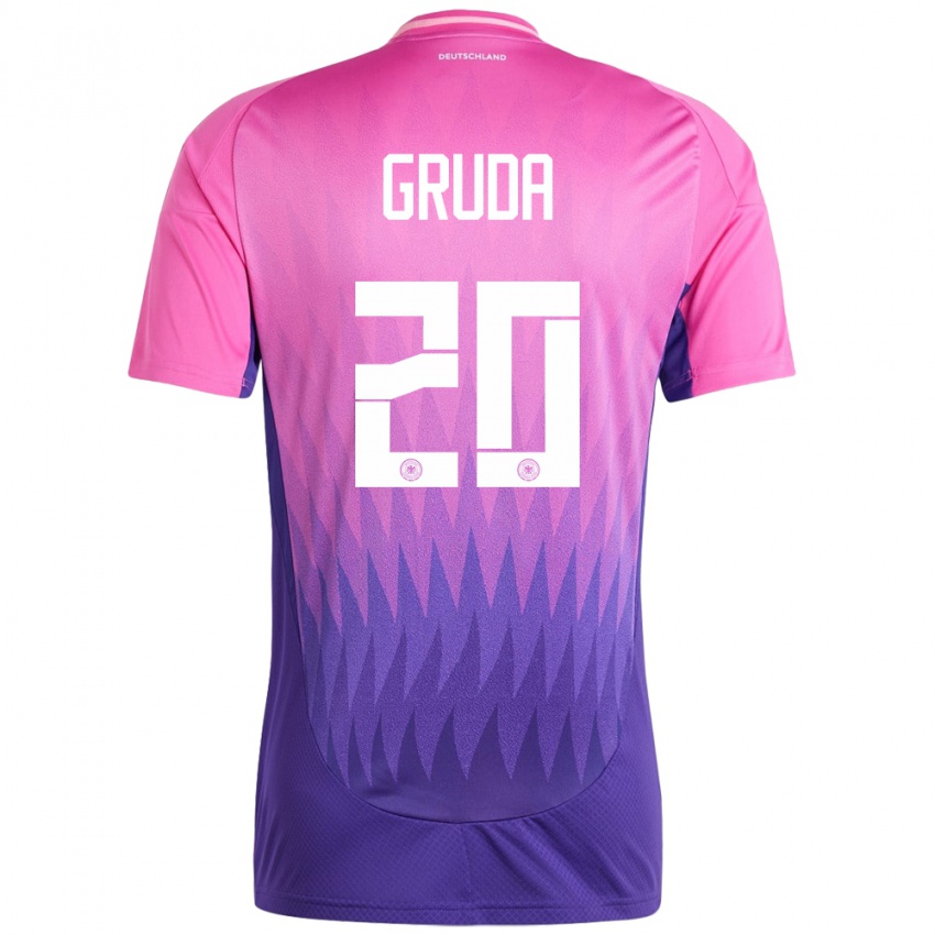 Kinder Deutschland Brajan Gruda #20 Pink Lila Auswärtstrikot Trikot 24-26 T-Shirt